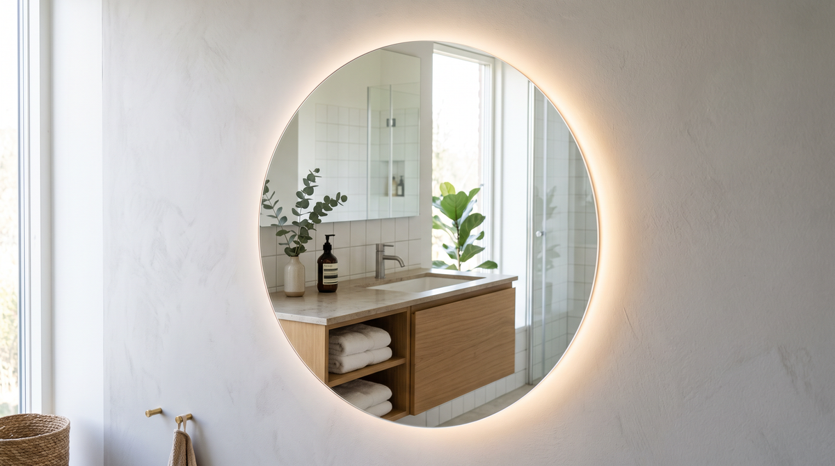 Ronde frameloze badkamerspiegel met LED backlight — Noxare
