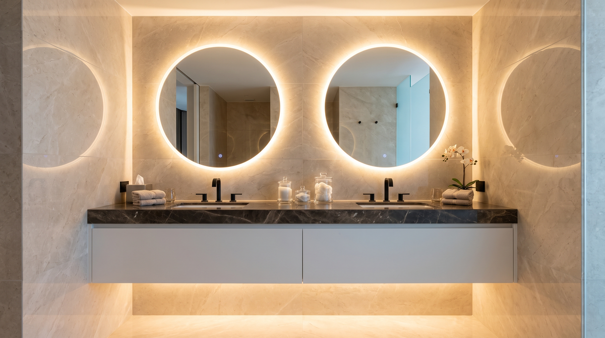 Dimbare LED badkamerspiegel touch bediening — Noxare