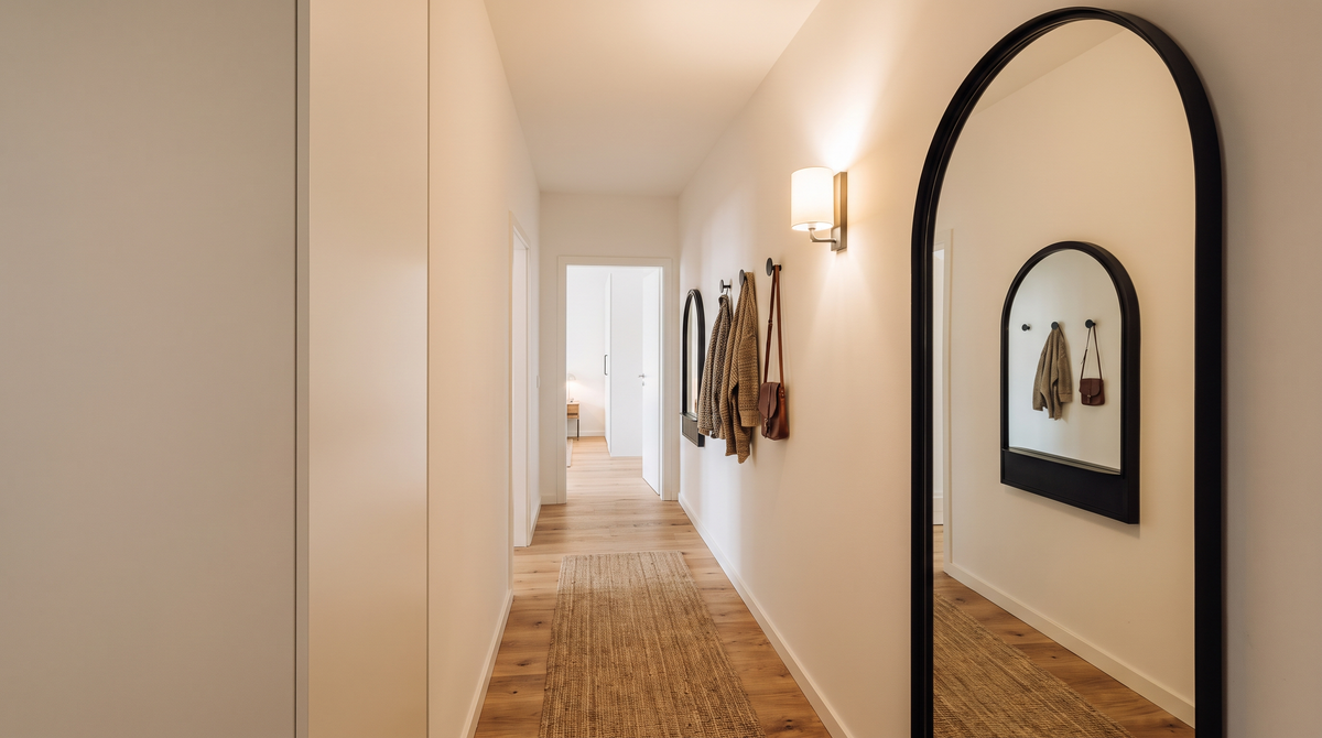 Grote spiegel kleine entree appartement maximale impact — Noxare