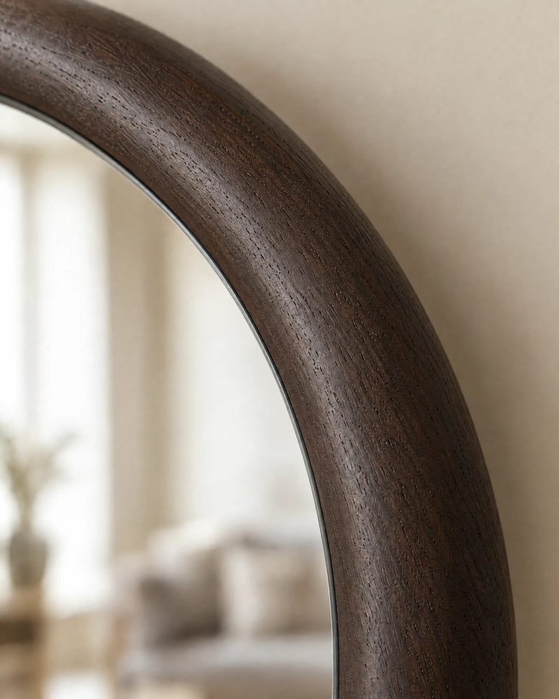 Halo – Ø 80 cm – Ronde houten wandspiegel
