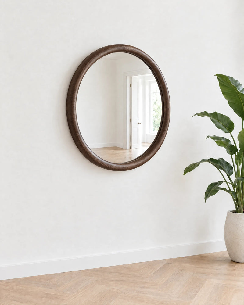 Halo – Ø 80 cm – Ronde houten wandspiegel