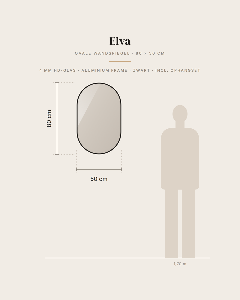 Elva – 80×50 cm – Ovale wandspiegel